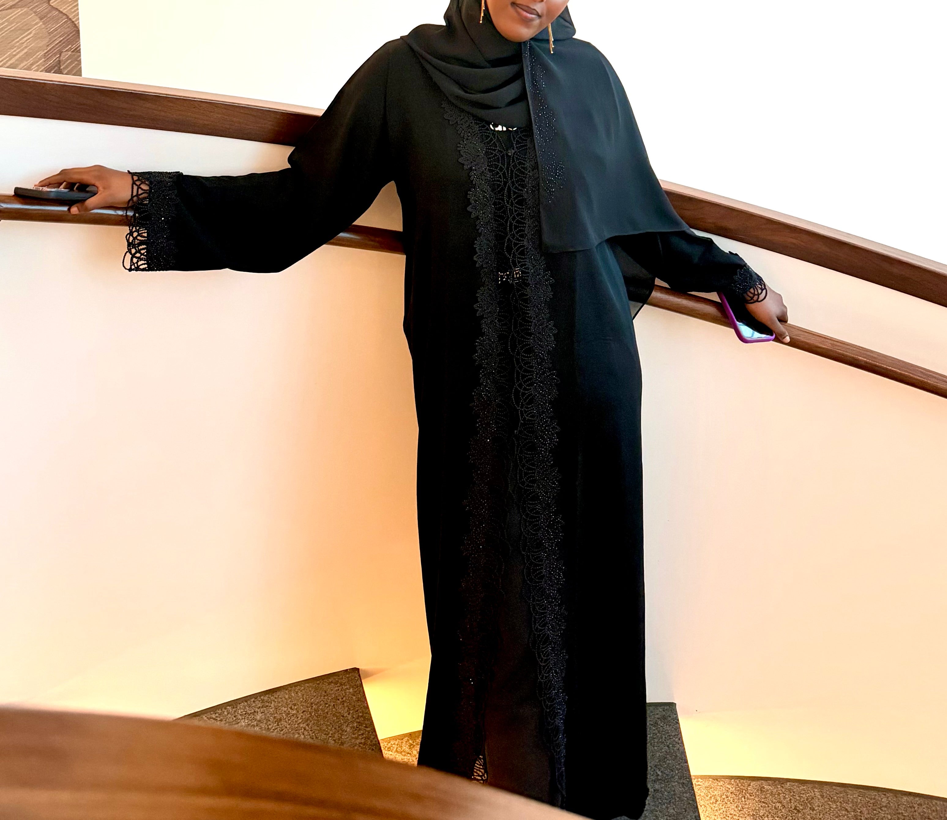Elegant Black Lace Abaya